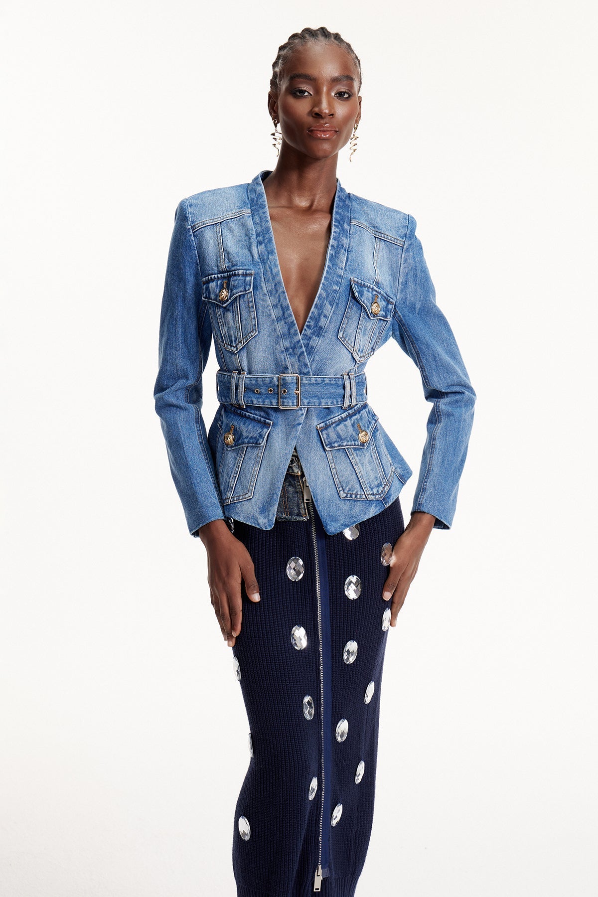 Dionysia Derin Yaka Denim Ceket