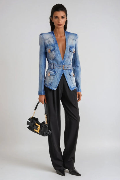 Dionysia Derin Yaka Denim Ceket