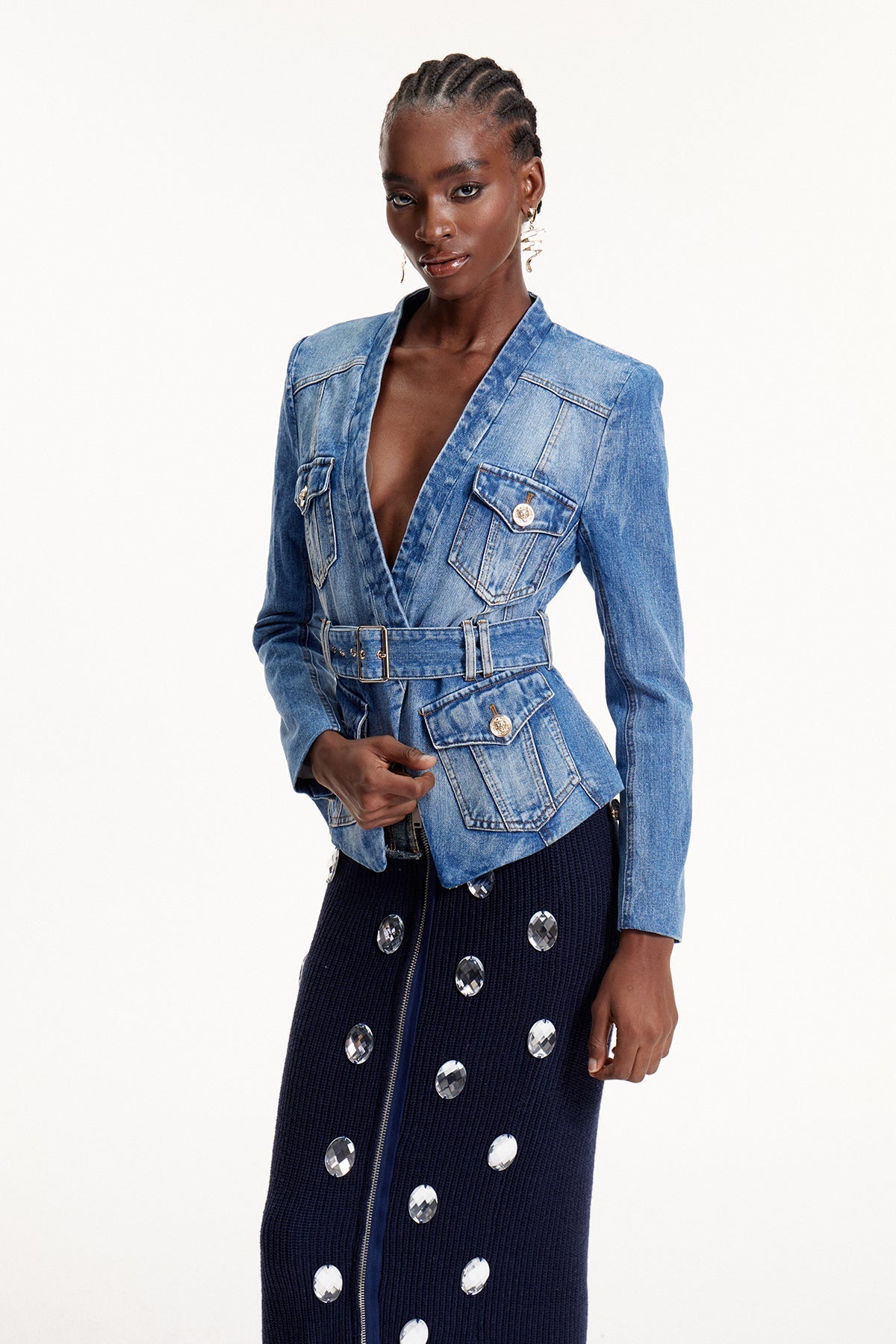 Dionysia Derin Yaka Denim Ceket