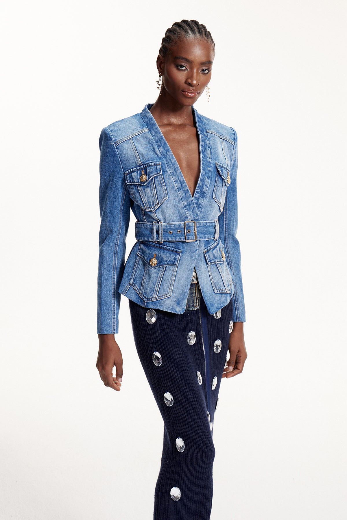 Dionysia Derin Yaka Denim Ceket