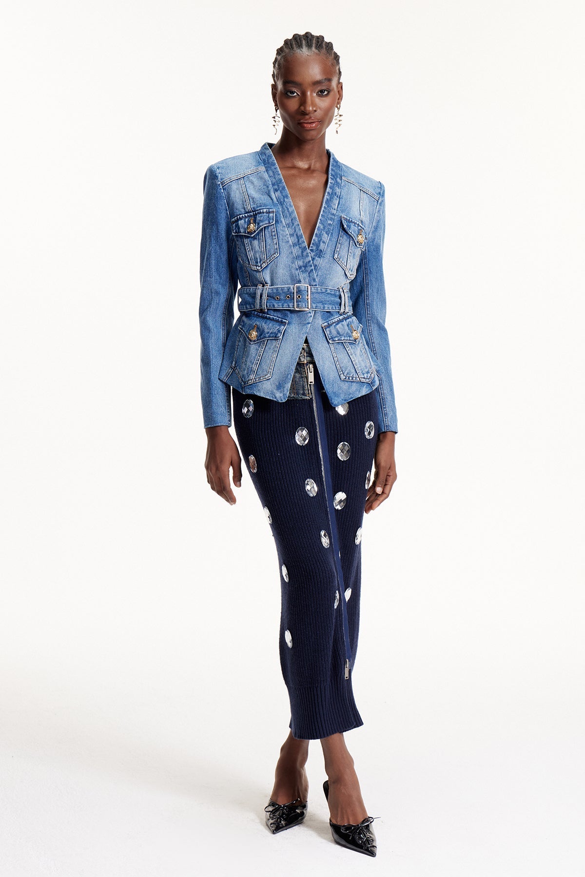 Dionysia Derin Yaka Denim Ceket