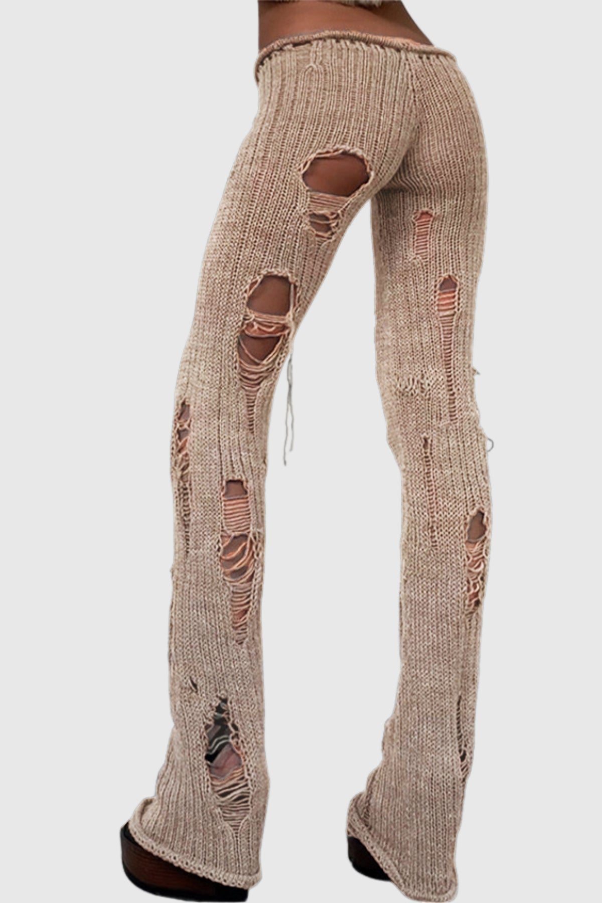 Djedefre Yırtık Camel Triko Pantolon