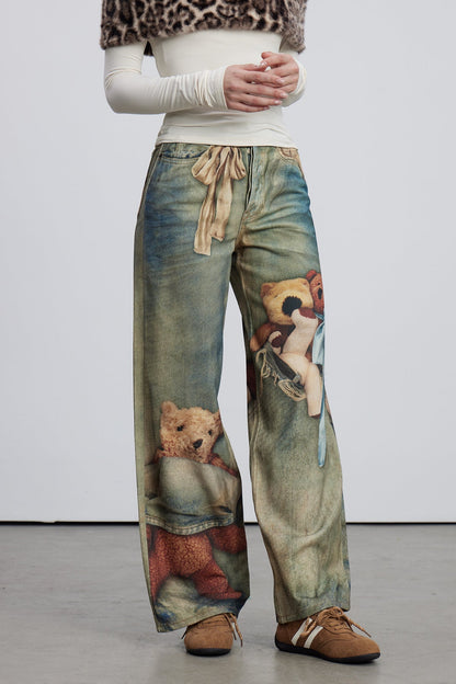 Dmitar Baskılı Barrel Jean Pantolon