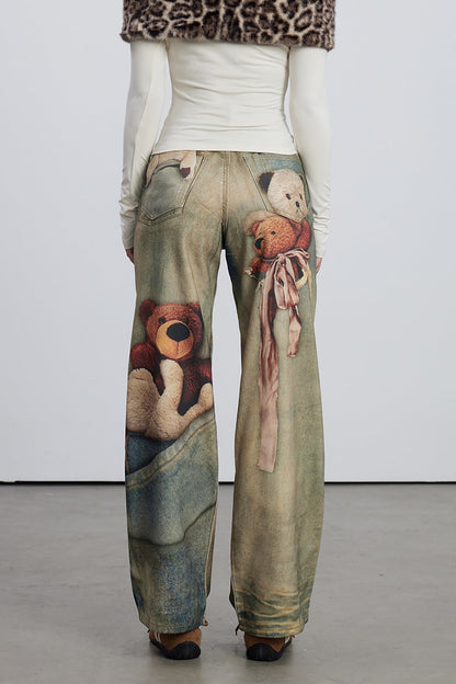 Dmitar Baskılı Barrel Jean Pantolon