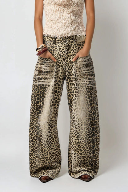 Donnacha Ağartılmış Leopar Desenli Jean Pantolon