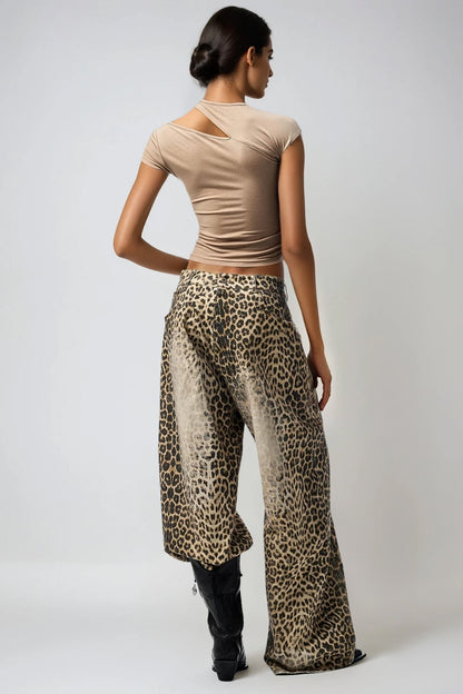 Donnacha Ağartılmış Leopar Desenli Jean Pantolon