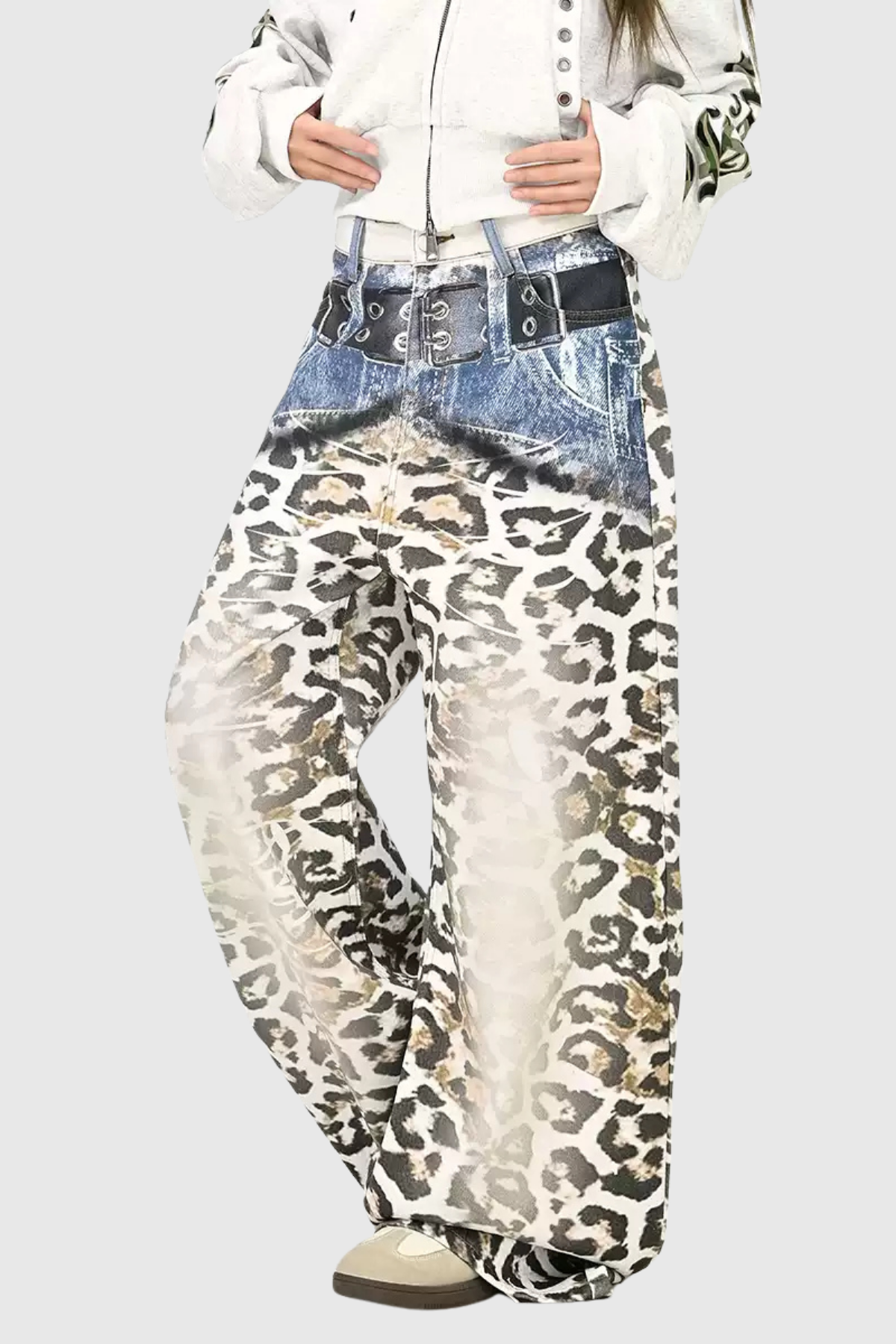 Donncha Dekonstrüksiyon Leopar Barrel Jean Pantolon