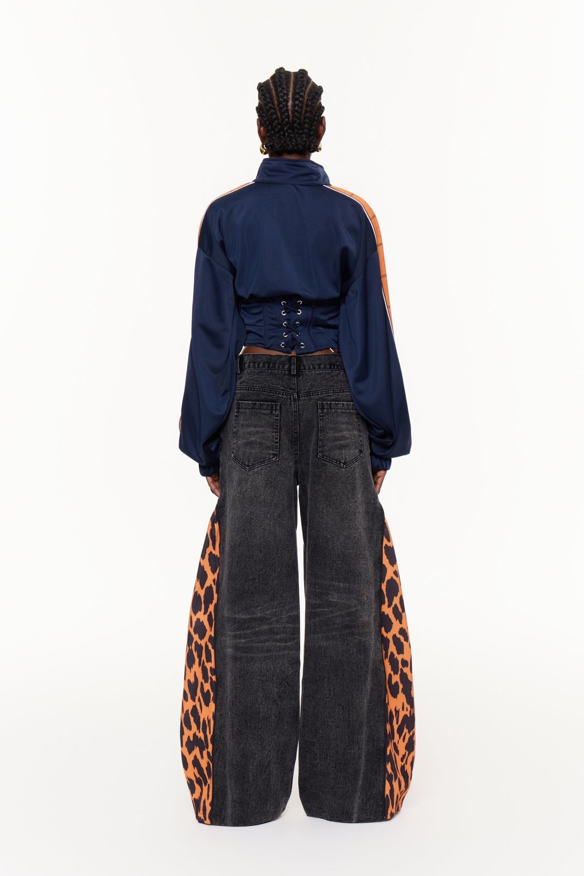 Edelmira Leopar Desenli Dekonstrüksiyon Barrel Jean Pantolon