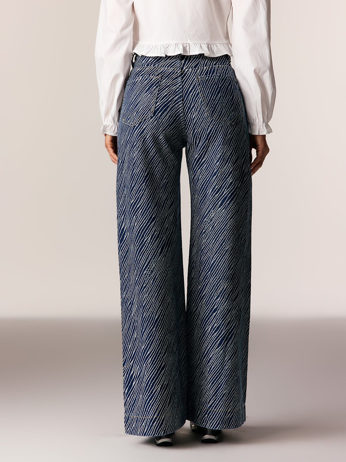 Ederne Çizgili Straight Jean Pantolon
