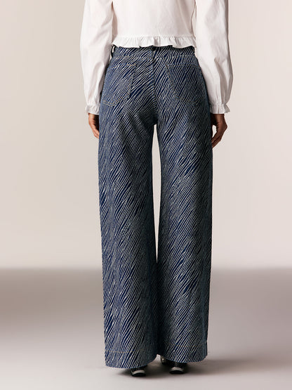 Ederne Çizgili Straight Jean Pantolon
