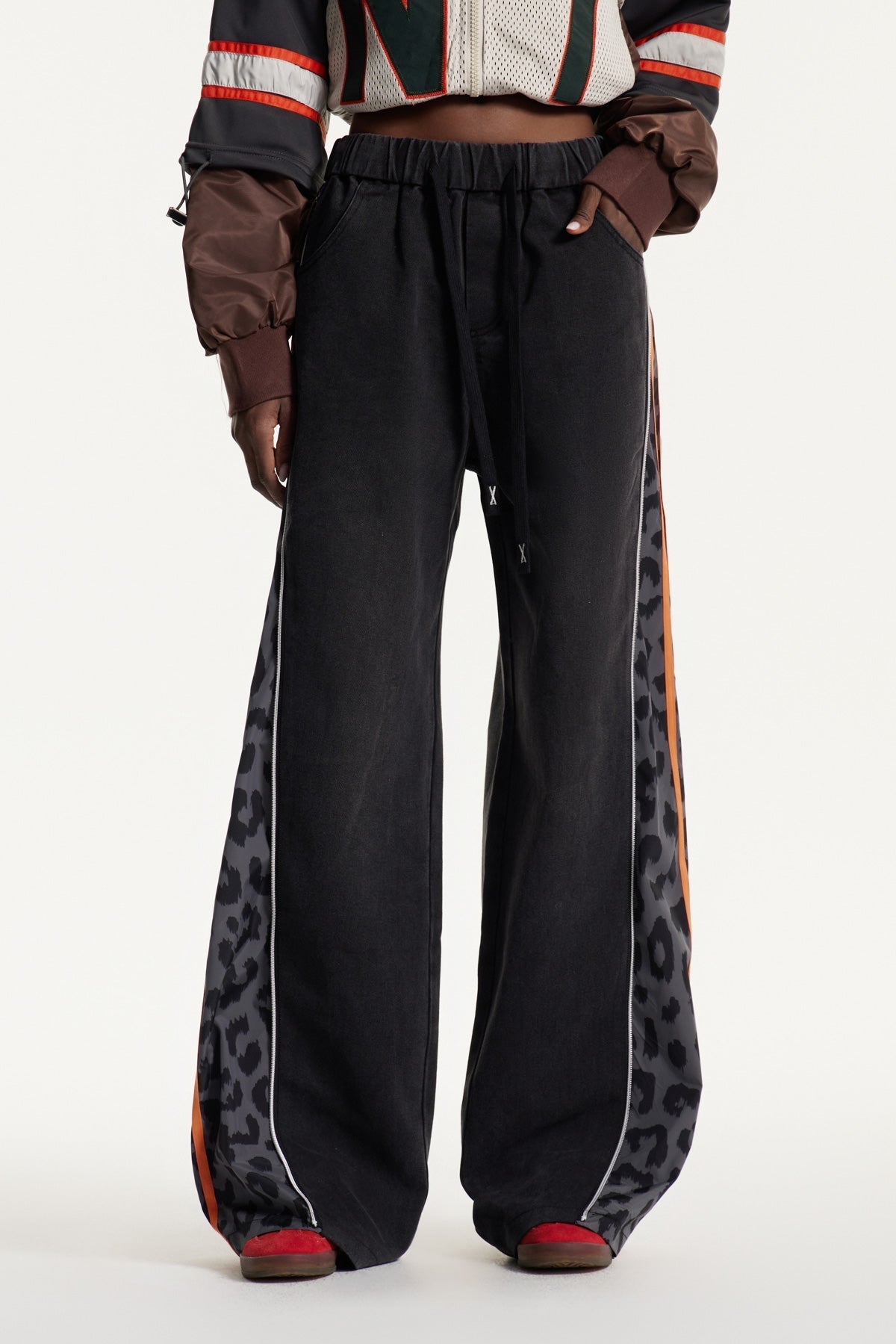 Eelis Leopar Desenli Fermuarlı Jean Pantolon