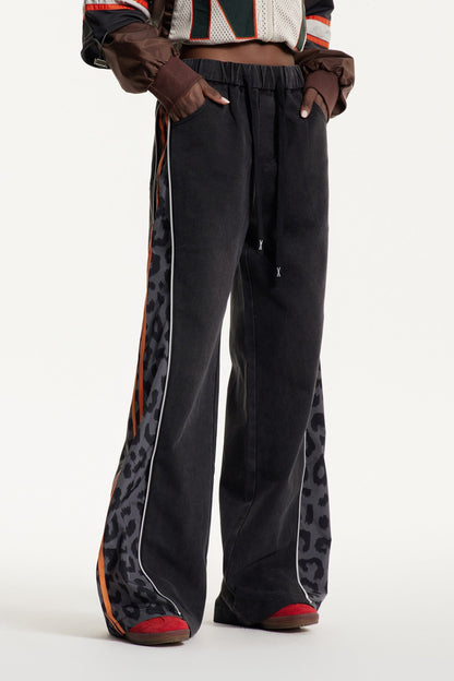 Eelis Leopar Desenli Fermuarlı Jean Pantolon