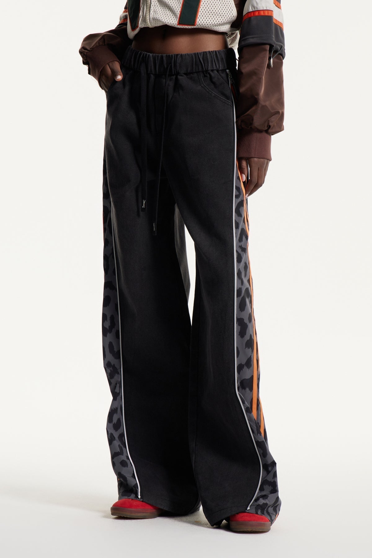 Eelis Leopar Desenli Fermuarlı Jean Pantolon