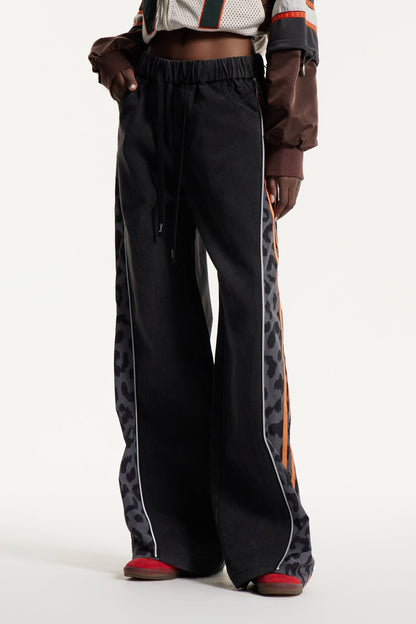 Eelis Leopar Desenli Fermuarlı Jean Pantolon