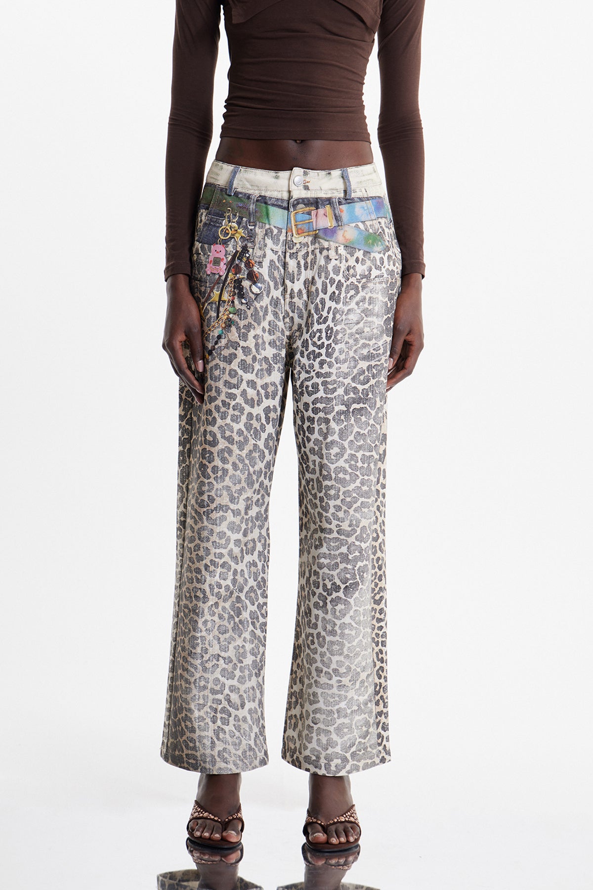 Ekkehardt Ağartılmış Leopar Desenli Jean Pantolon