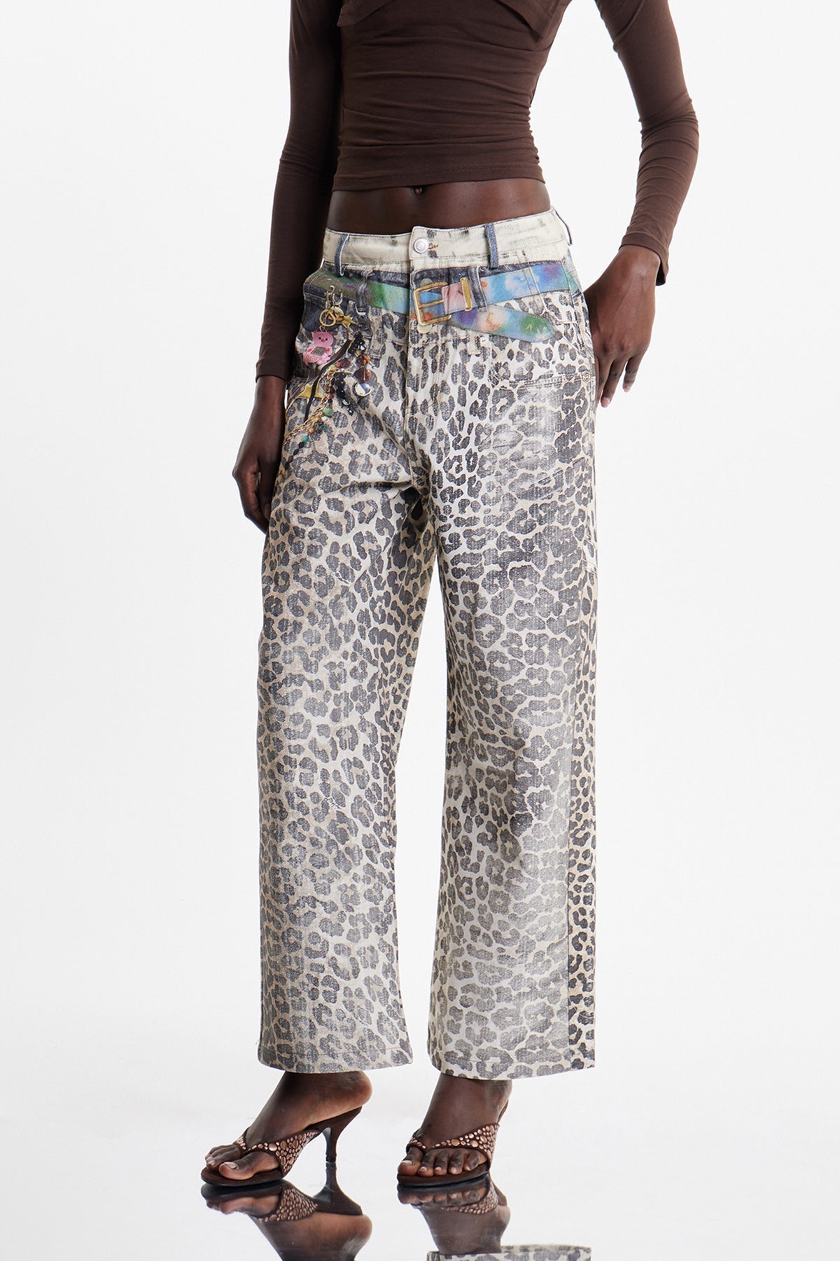 Ekkehardt Ağartılmış Leopar Desenli Jean Pantolon