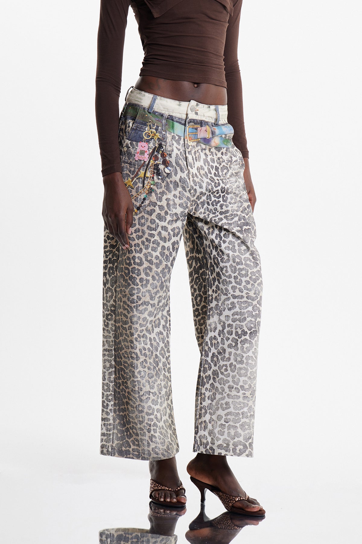 Ekkehardt Ağartılmış Leopar Desenli Jean Pantolon