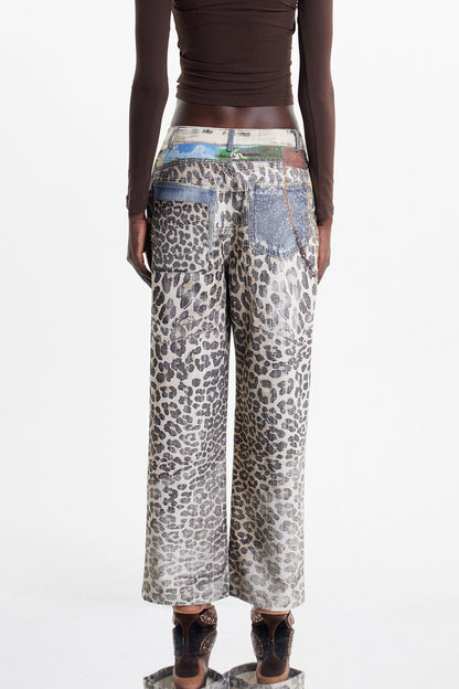 Ekkehardt Ağartılmış Leopar Desenli Jean Pantolon