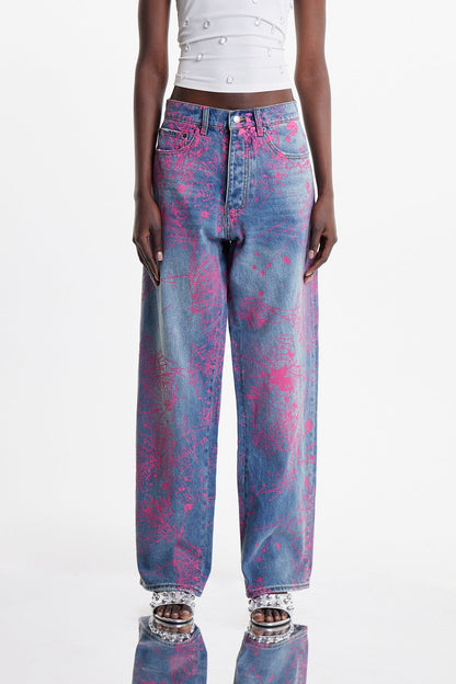 Elanur Boya Sıçratmalı Jean Pantolon
