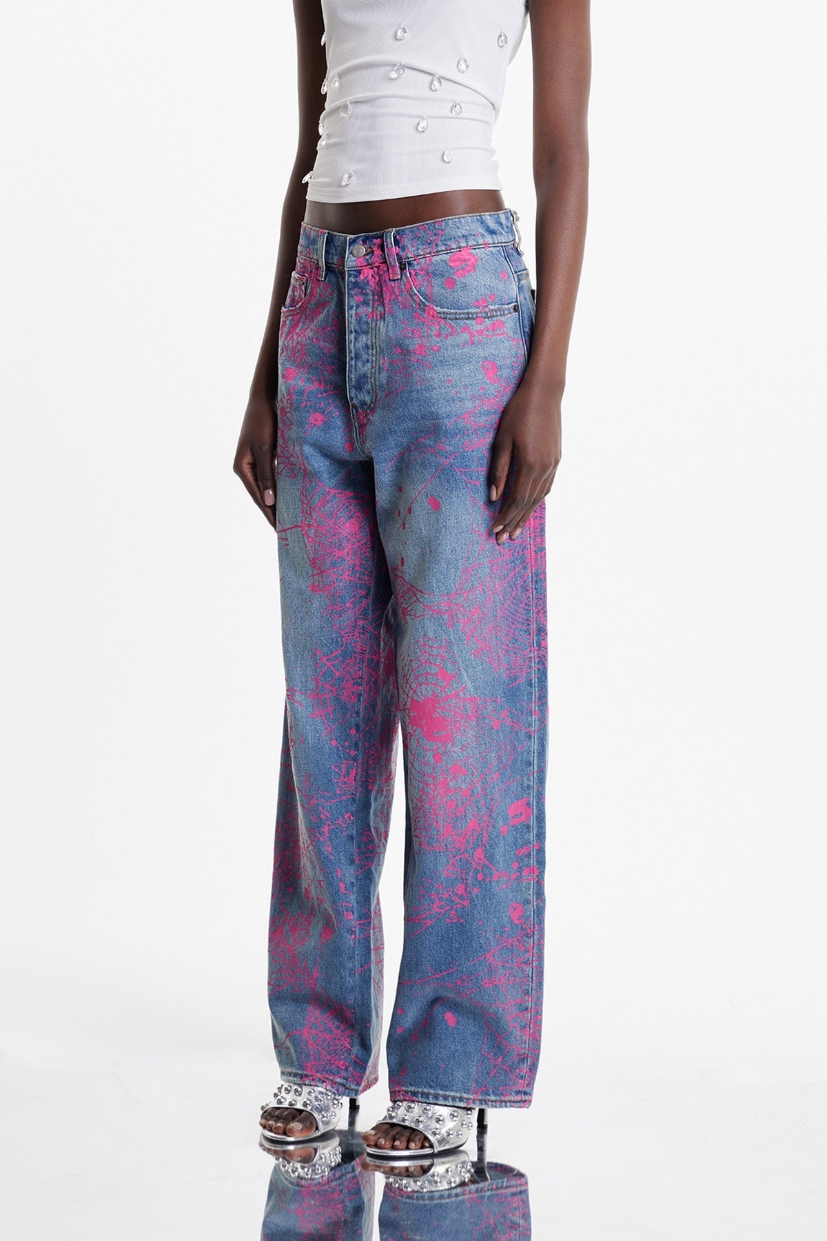 Elanur Boya Sıçratmalı Jean Pantolon