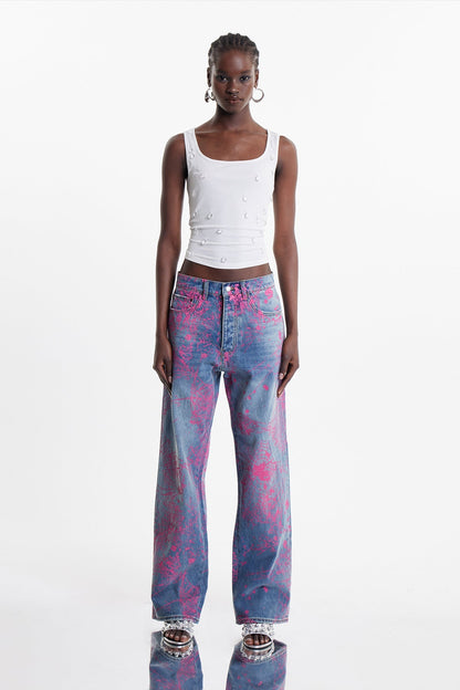 Elanur Boya Sıçratmalı Jean Pantolon