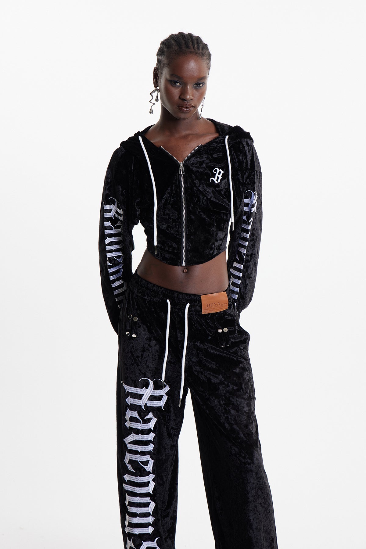 Eldred Baskılı Kadife Crop Ceket