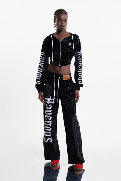 Eldred Baskılı Kadife Crop Ceket