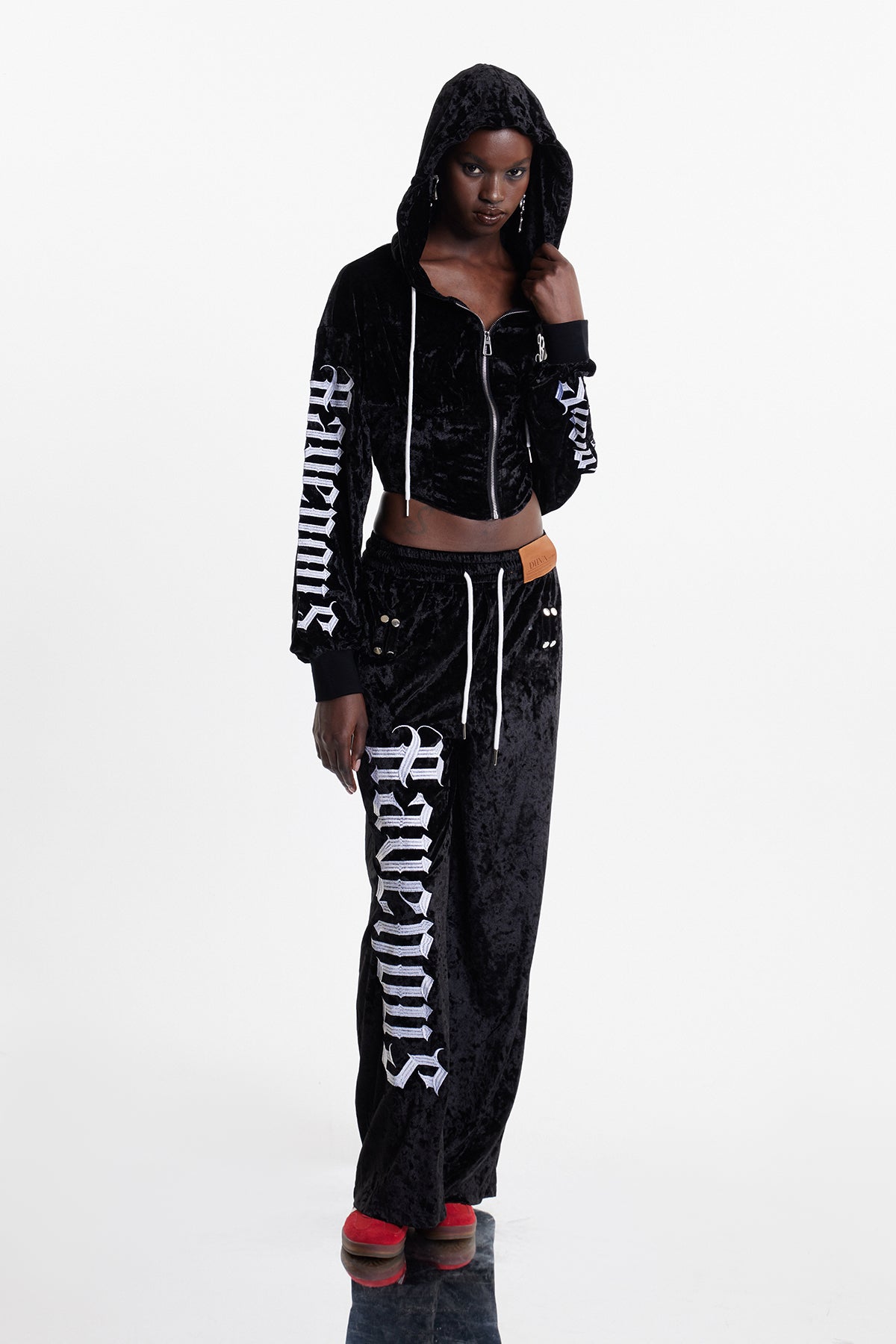 Eldred Baskılı Kadife Crop Ceket