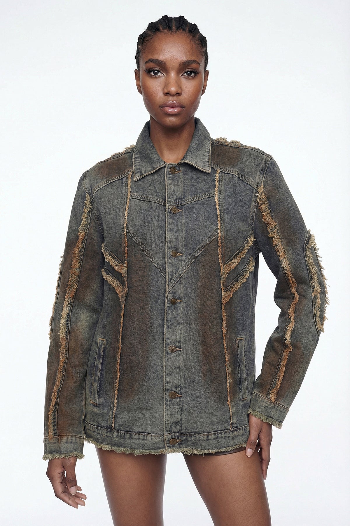 Elise Püskül Detaylı Dekonstrüksiyon Denim Ceket