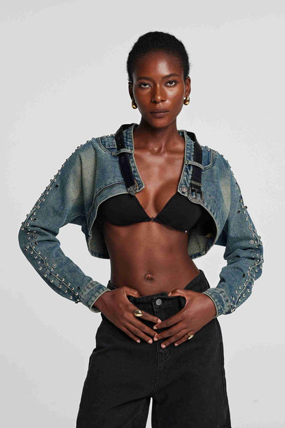 Ellis Zımba Detaylı Patchwork Ceket