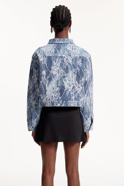 Elsbeth Dantel ve İnci Detaylı Denim Ceket