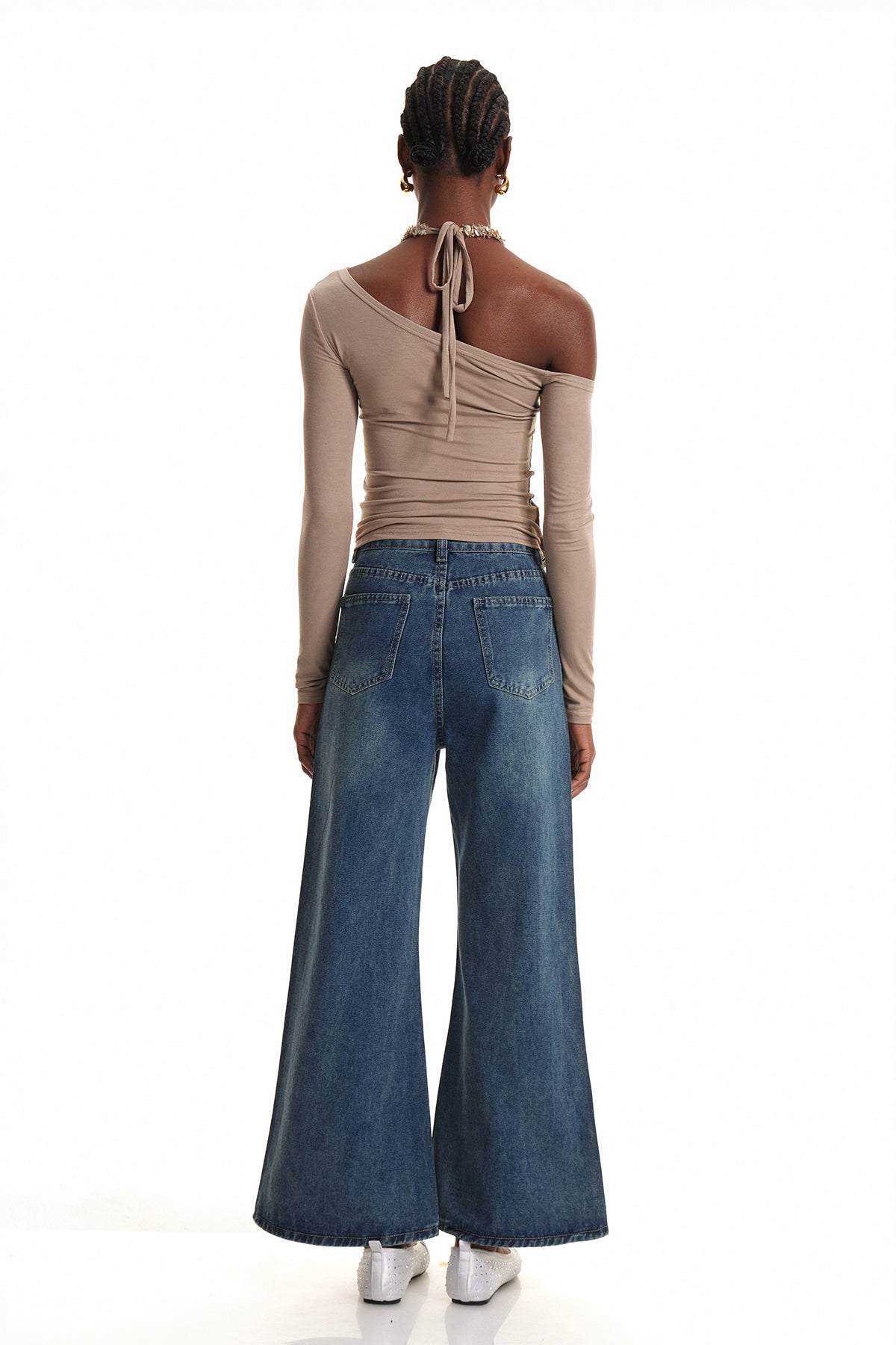 Endika Taş İşlemeli Bootcut Jean Pantolon