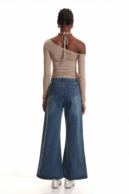 Endika Taş İşlemeli Bootcut Jean Pantolon