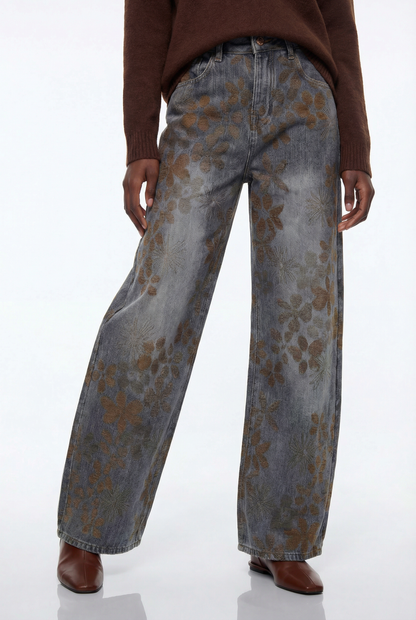 Epiphanes Çiçek Desenli Baggy Jean Pantolon
