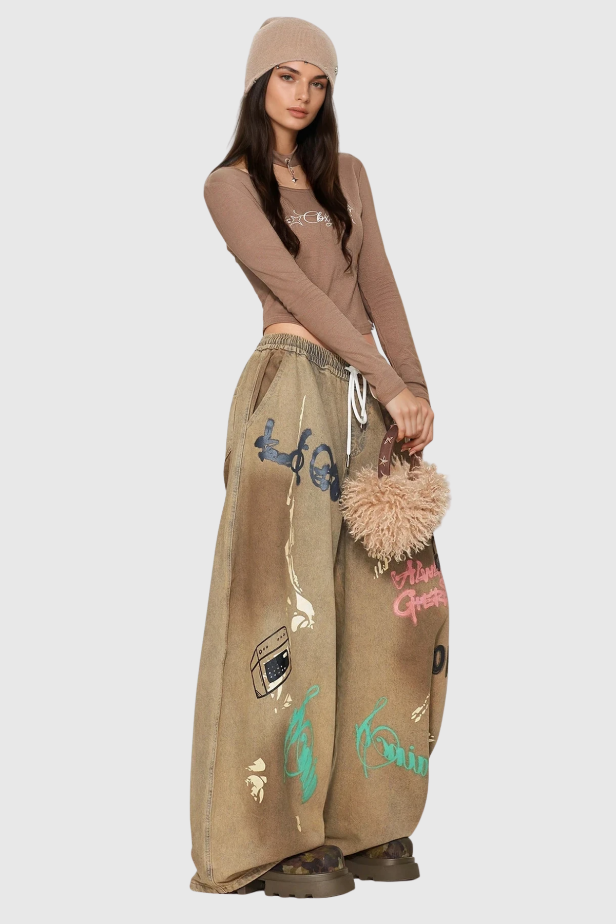 Fatih Graffiti Baggy Jean Pantolon