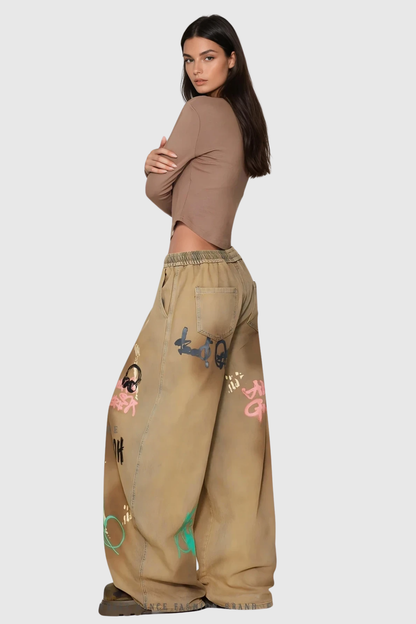 Fatih Graffiti Baggy Jean Pantolon