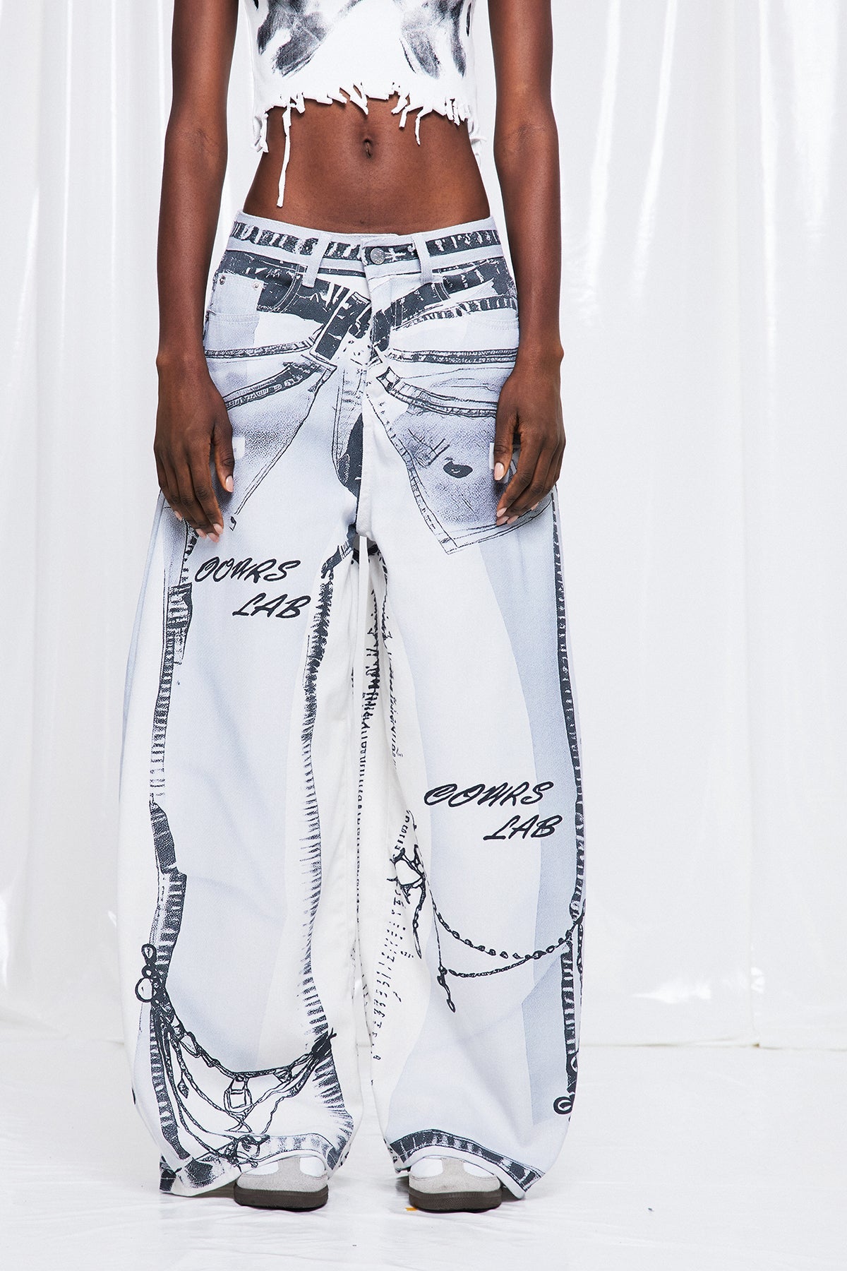 Fredric Fiyonk Baskılı Barrel Jean Pantolon