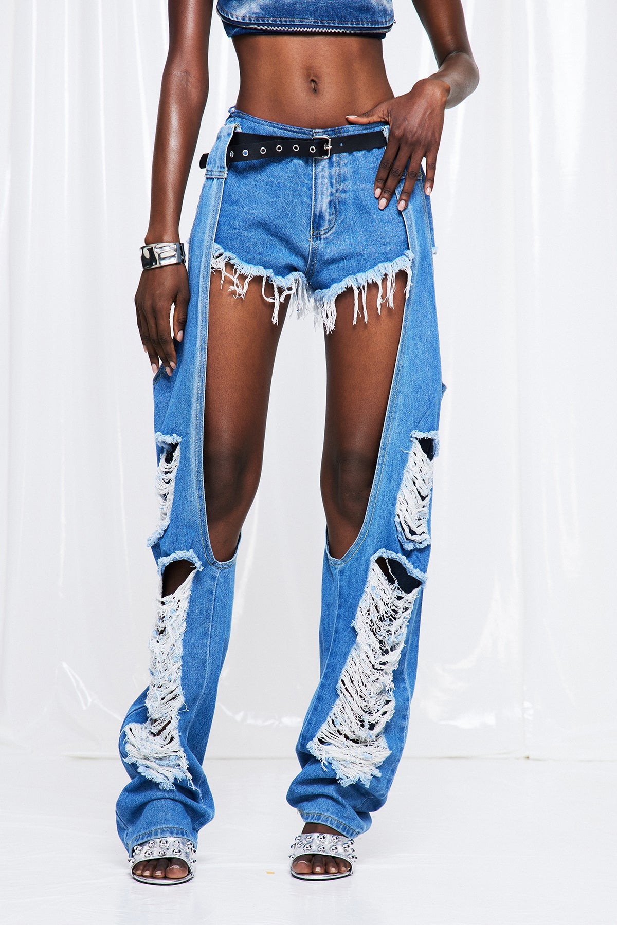 Fridubert Yırtık Cutout Baggy Jean Pantolon