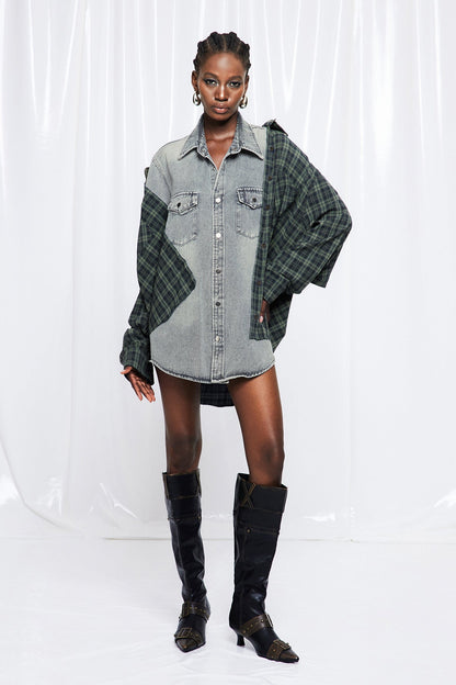 Friedrich Grid Dekonstrüktif Denim Ceket