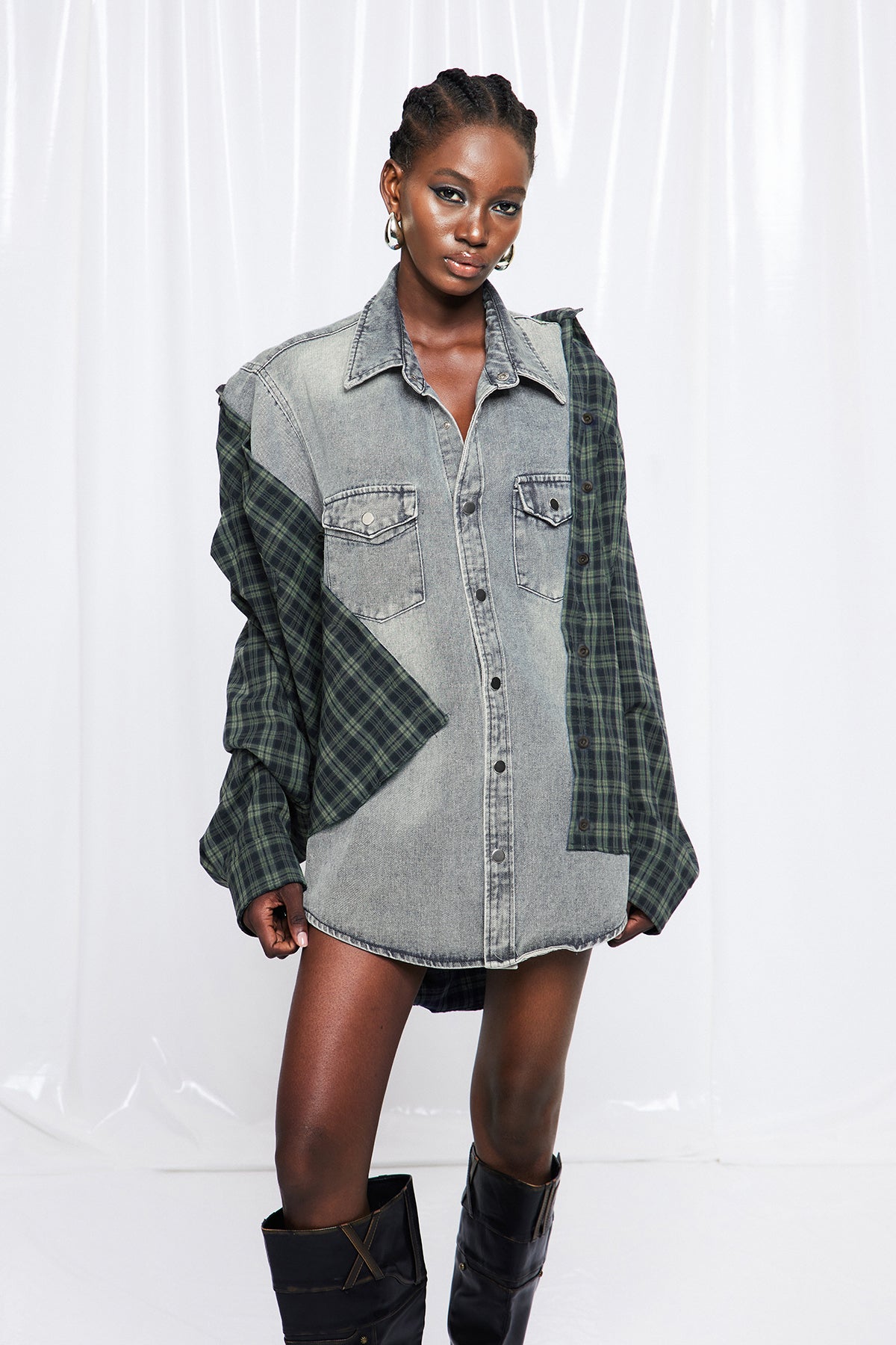 Friedrich Grid Dekonstrüktif Denim Ceket