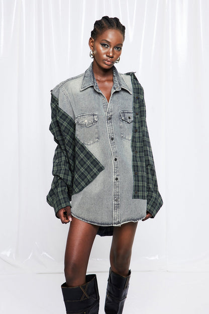 Friedrich Grid Dekonstrüktif Denim Ceket