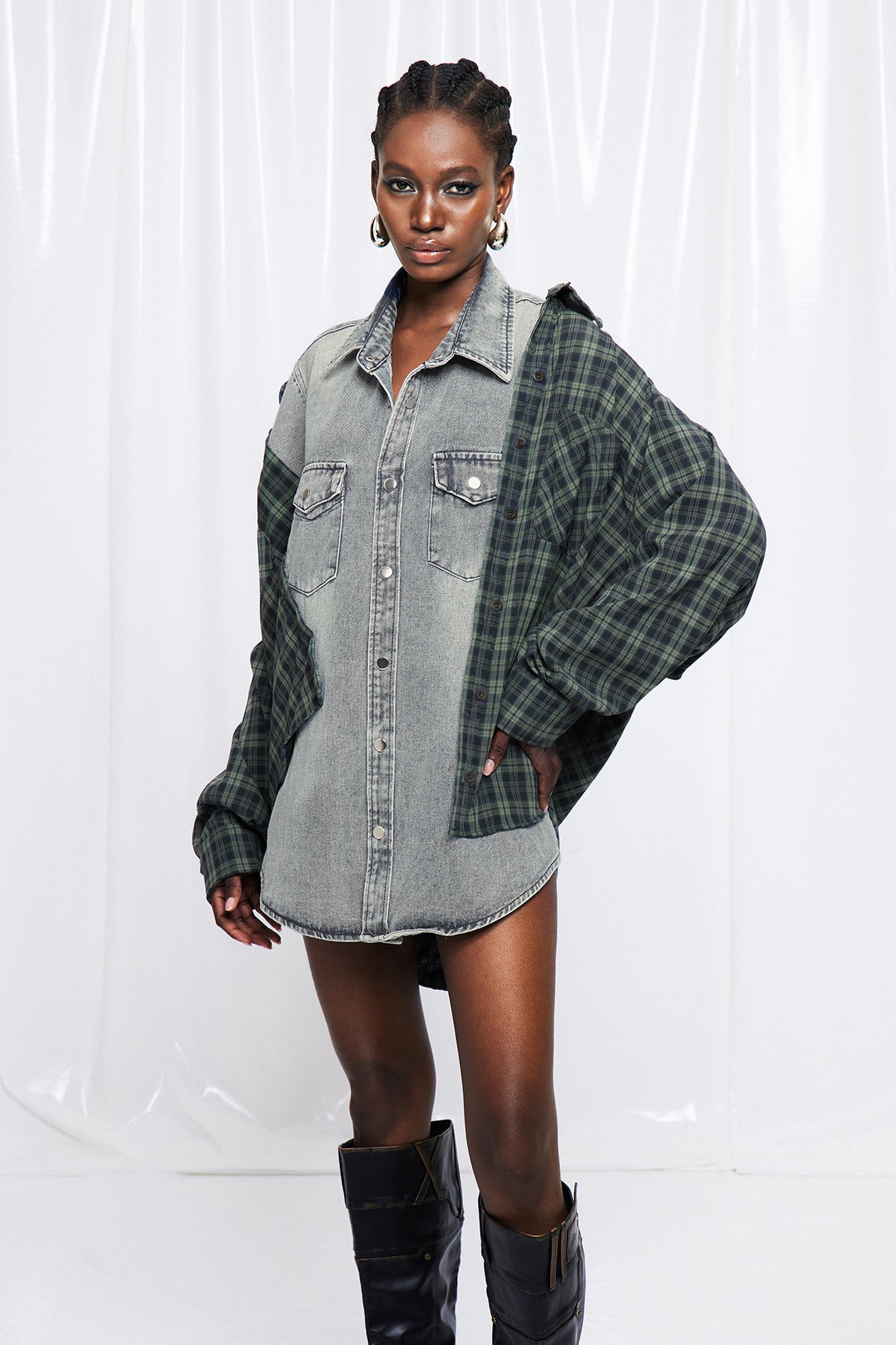 Friedrich Grid Dekonstrüktif Denim Ceket