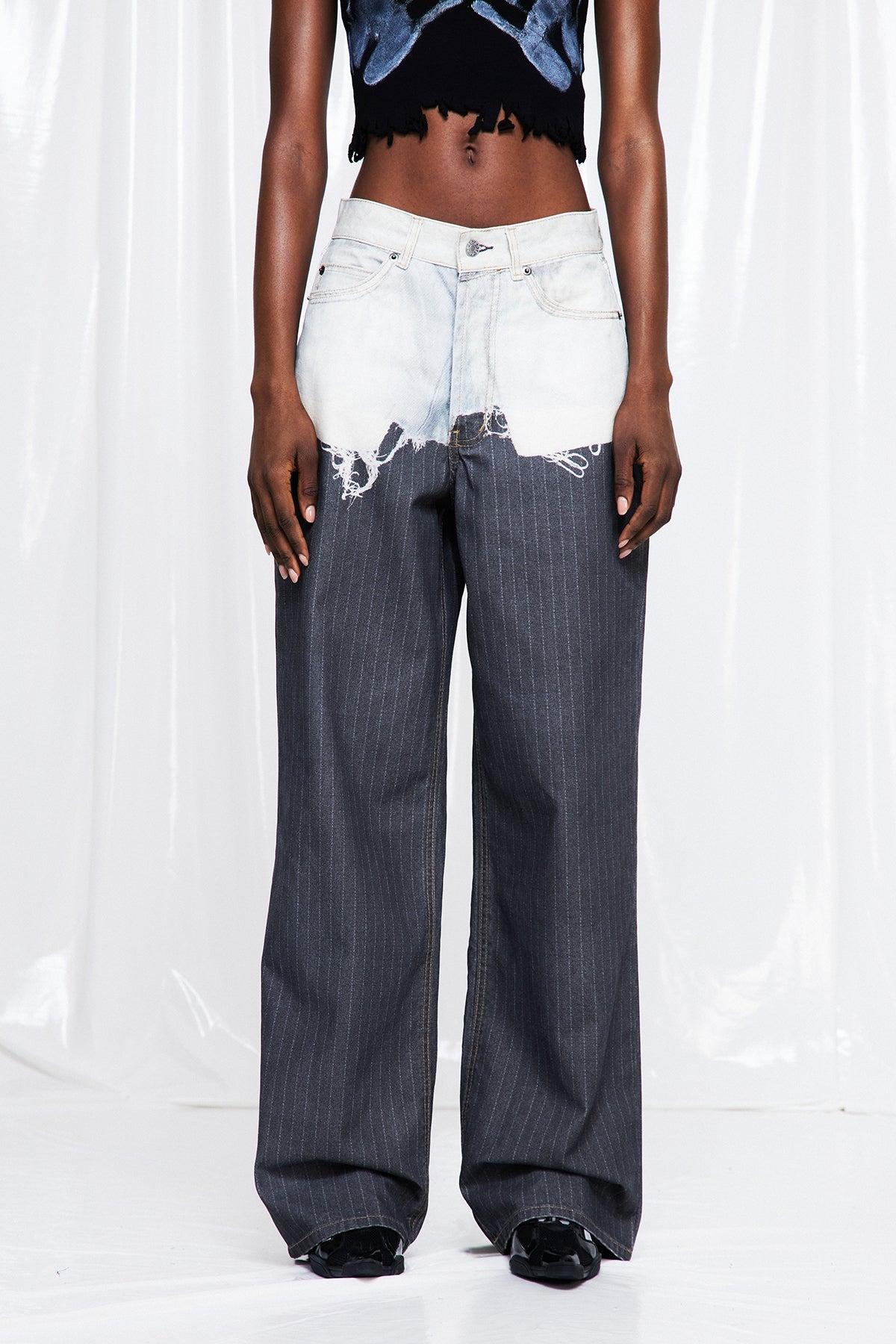 Fumie Çizgili Barrel Jean Pantolon