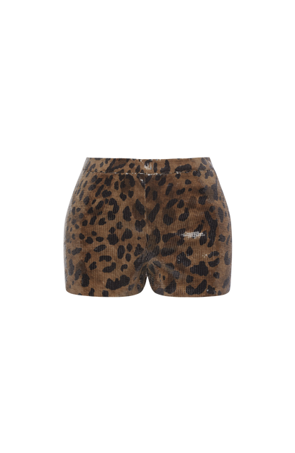 Goldie Şort - Payetli Leopar Deseni