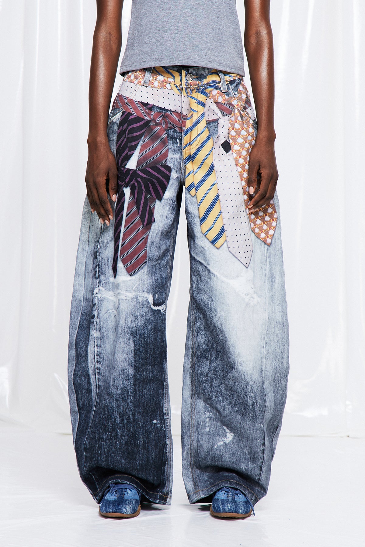 Ganymede Ağartılmış Baskılı Baggy Jean Pantolon