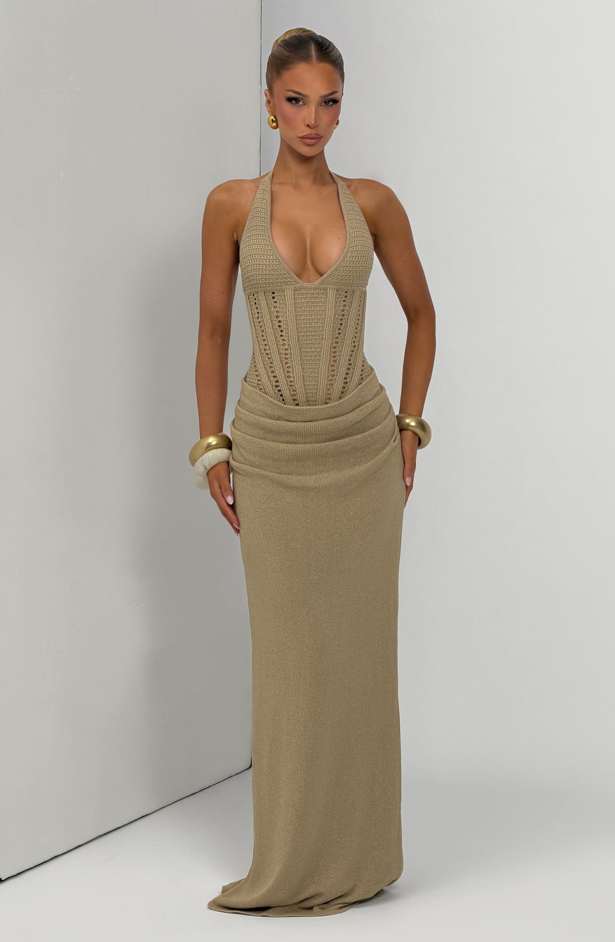 Neeka Maxi Elbise - Bej