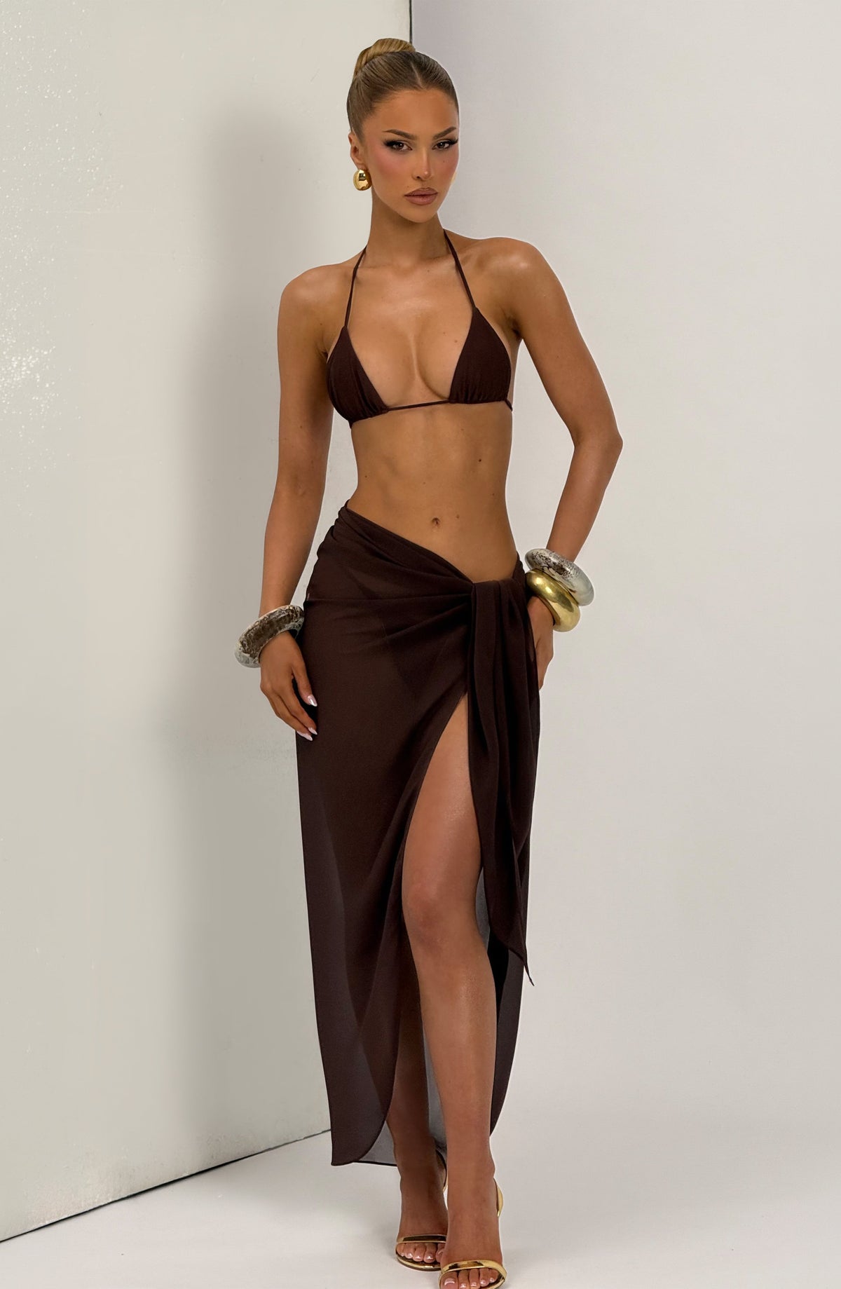 Suki Üçgen Bikini Üstü - Mürdüm Kahve