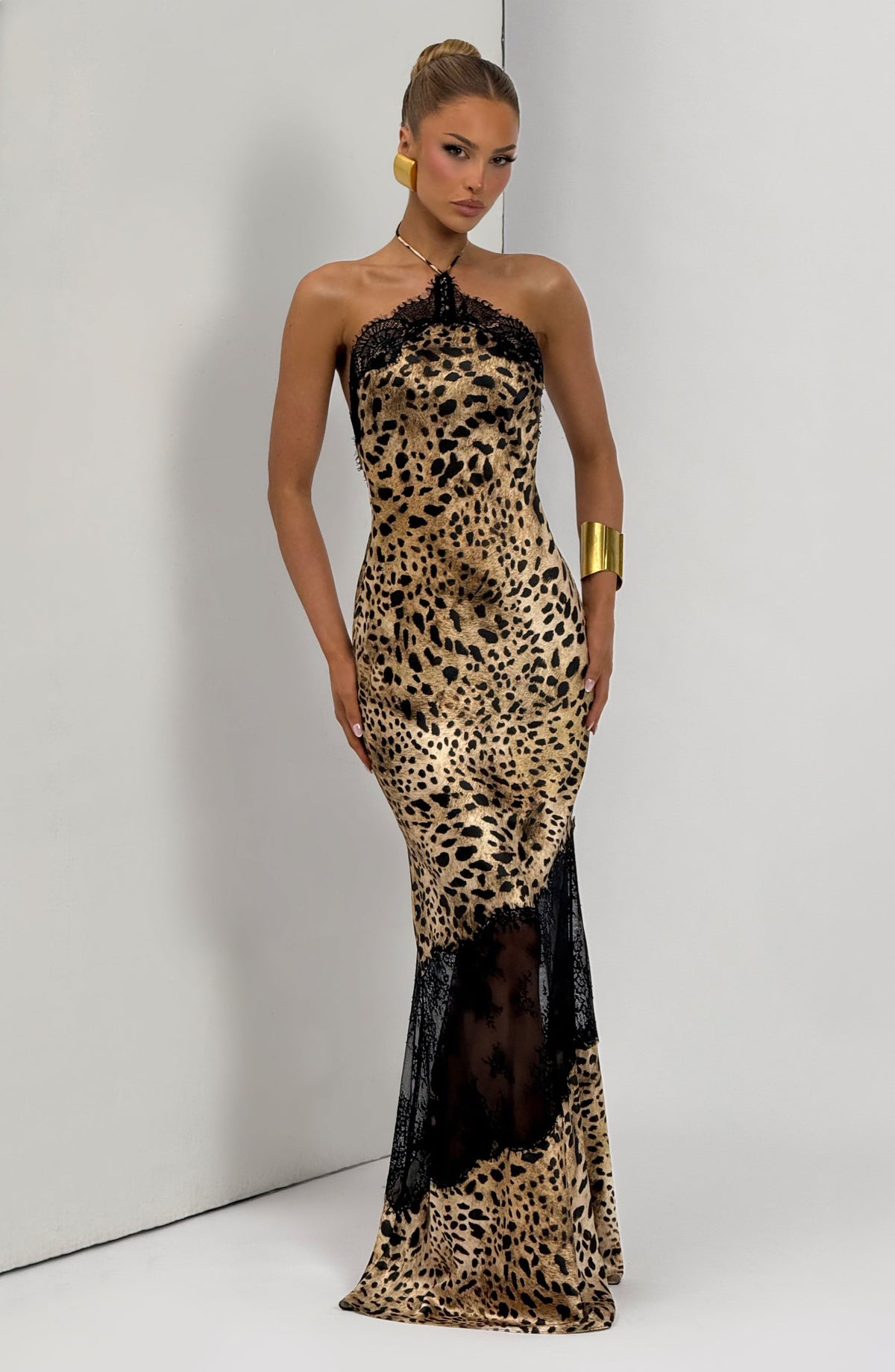 Agnetha Maxi Elbise - Leopar Desenli
