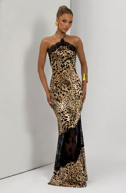 Agnetha Maxi Elbise - Leopar Desenli