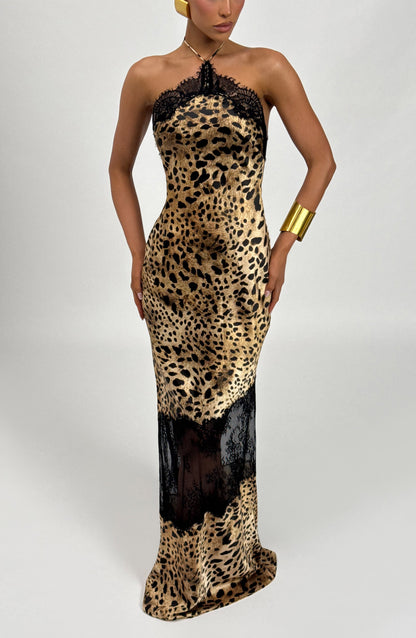 Agnetha Maxi Elbise - Leopar Desenli